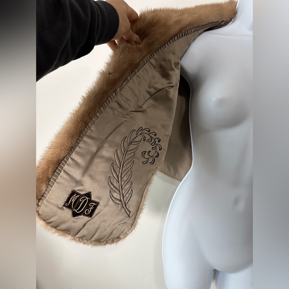 Stunning Vintage Genuine Mink Fur Stole Jacket By Famous Barr Fur Salon S/M - Picture 9 of 10